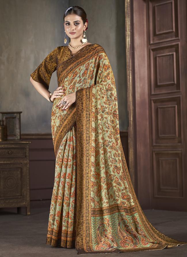 Silk Multi Color Traditional Wear Printed Saree